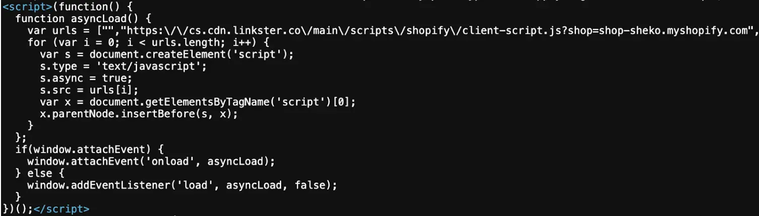 Beispiel für die Javascript-Funktion Async-Load aus Shopify